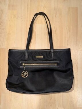 Michael Kors Black Tote with Gold MK Charm